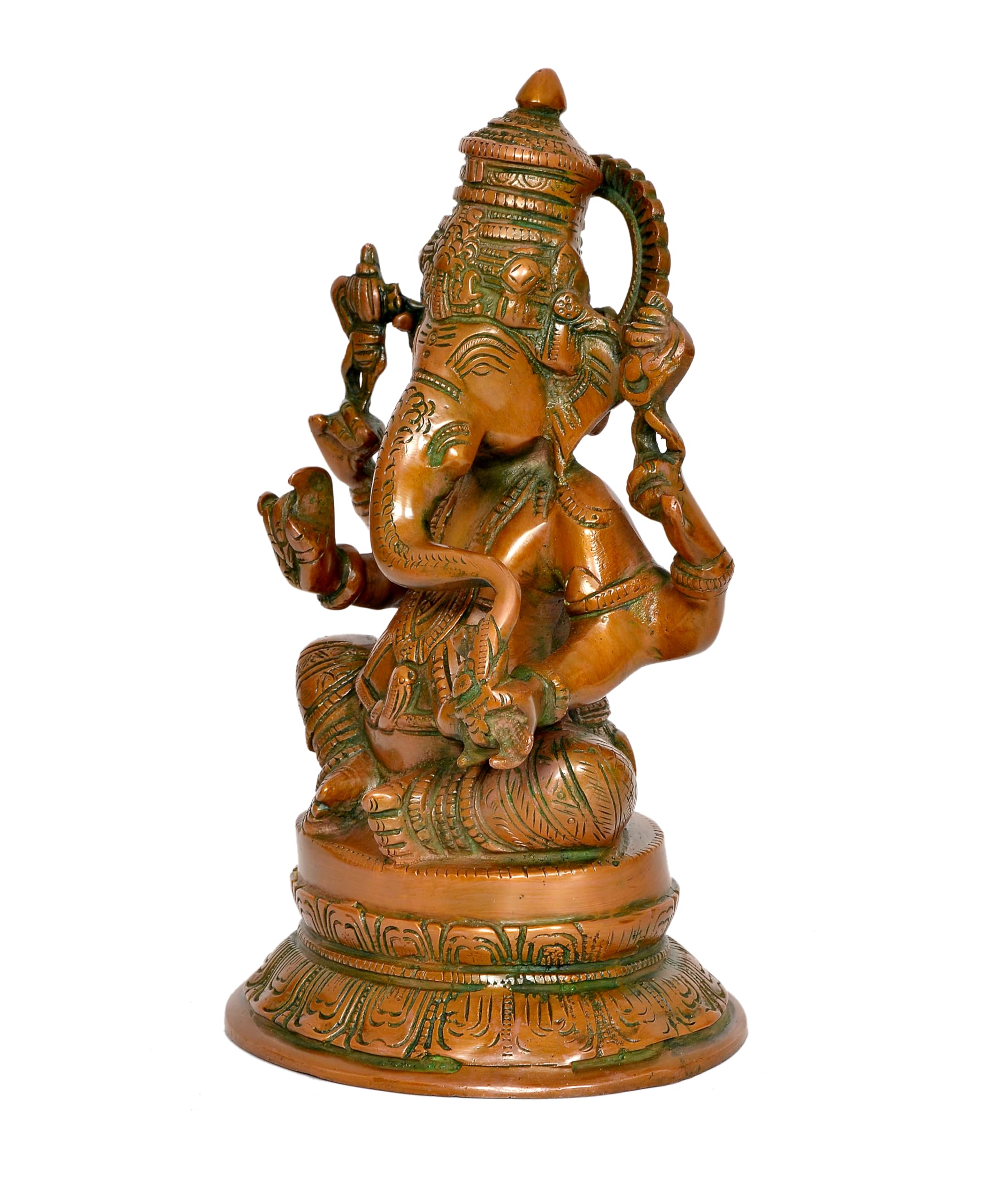 Dattatreya Brass Ganesh Statue Lord Ganesha Idol For Home Decor And Pooja Hindu God Ganapati Figurine (Height 10.5 Inch)